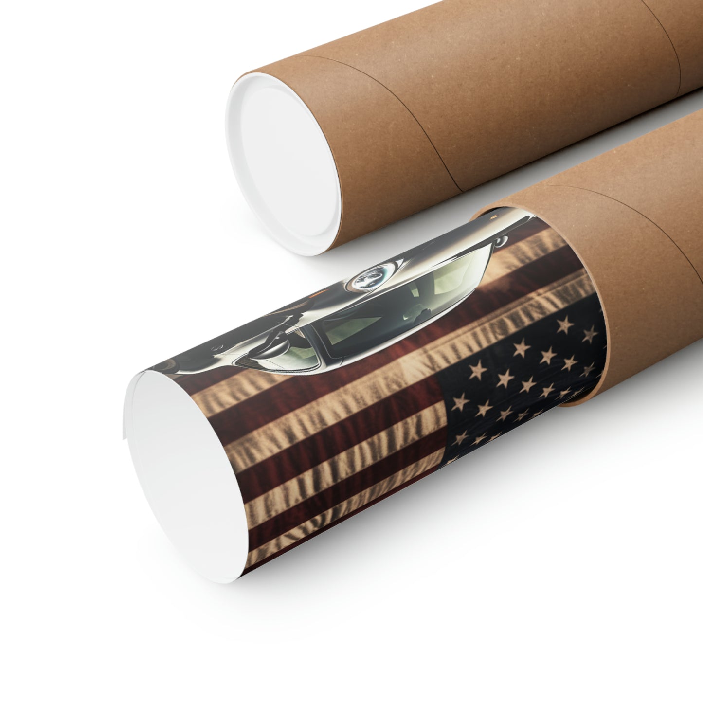 Premium Matte Vertical Posters American Flag Background Porsche 4