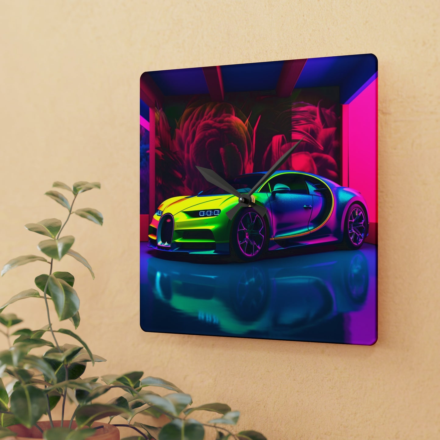 Acrylic Wall Clock Florescent Bugatti Flair 1