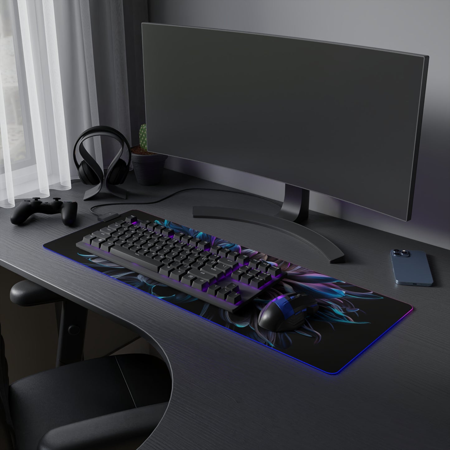 LED Gaming Mouse Pad Dahlia Purple 3