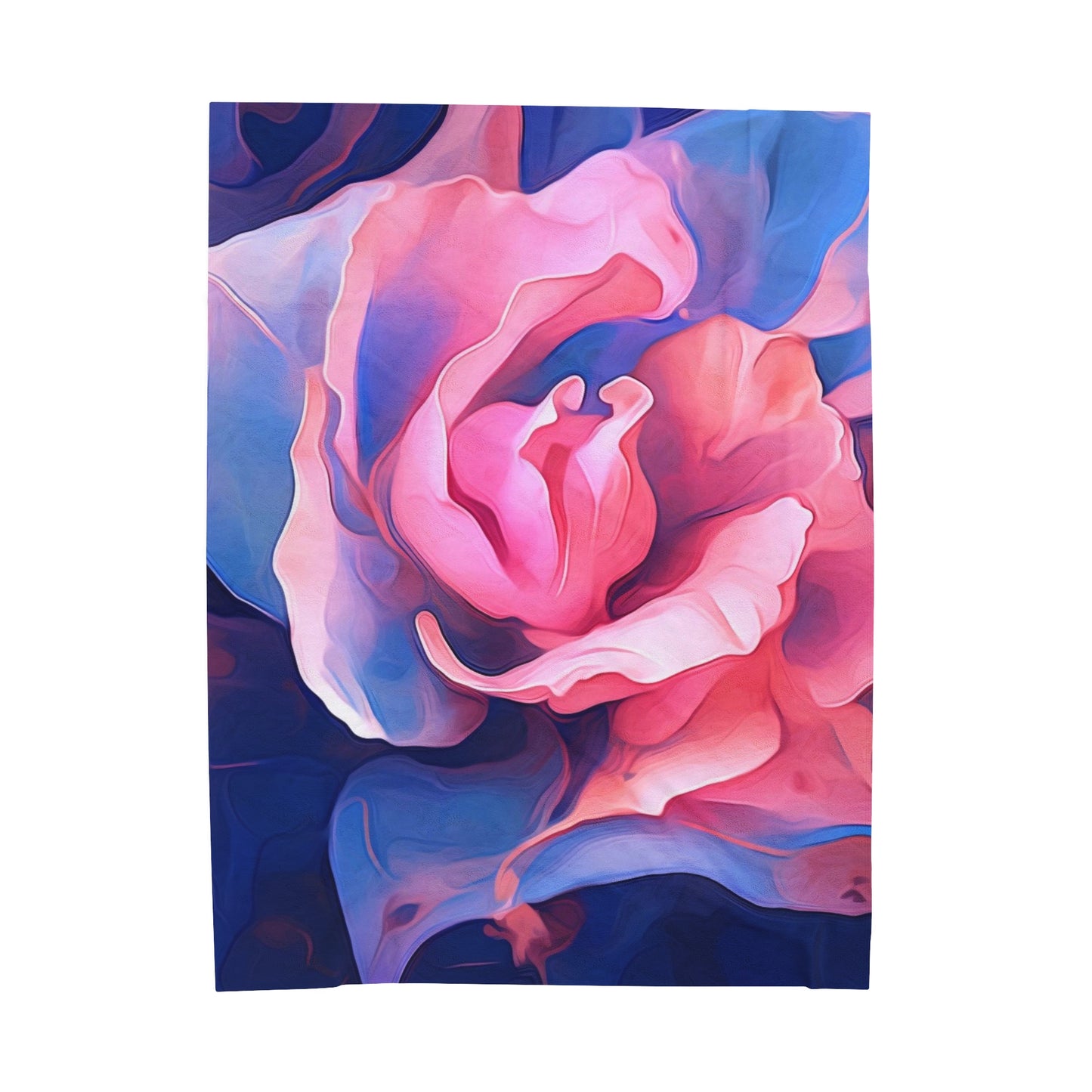 Velveteen Plush Blanket Pink & Blue Tulip Rose 1