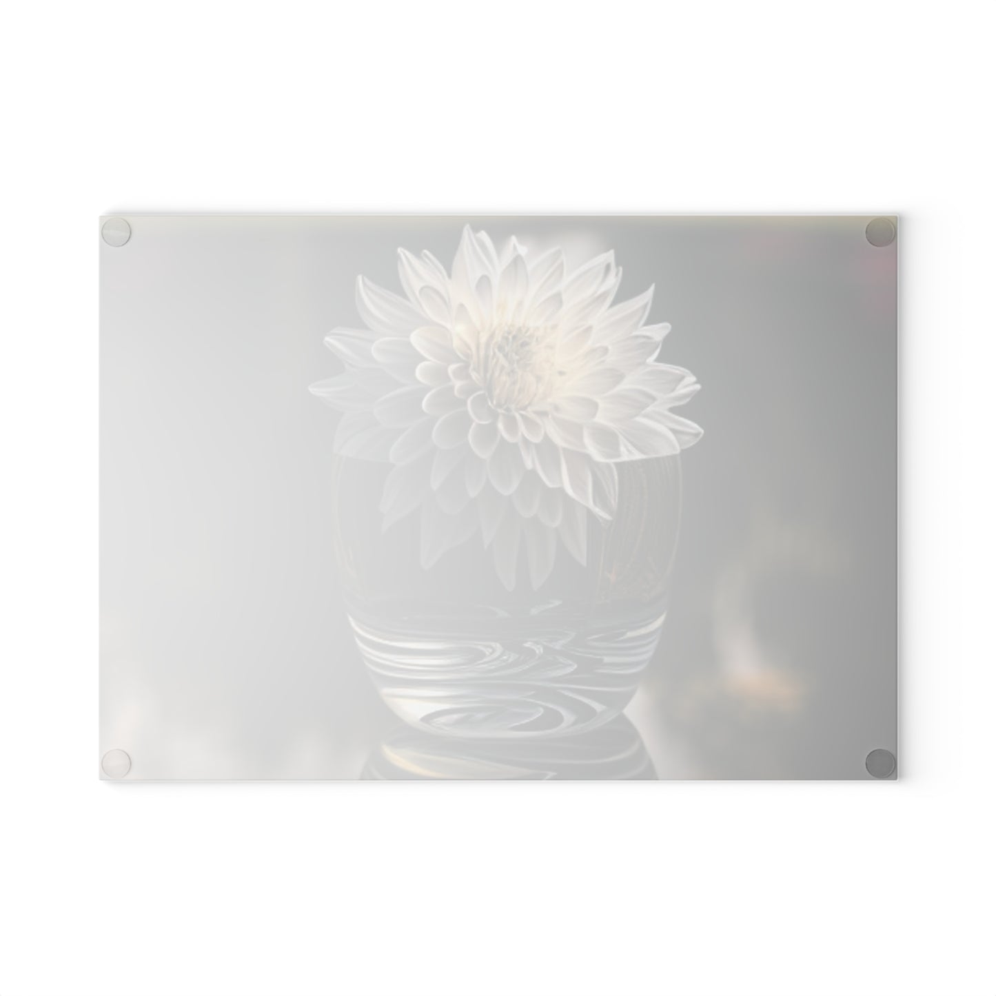 Glass Cutting Board White Dahlia 2