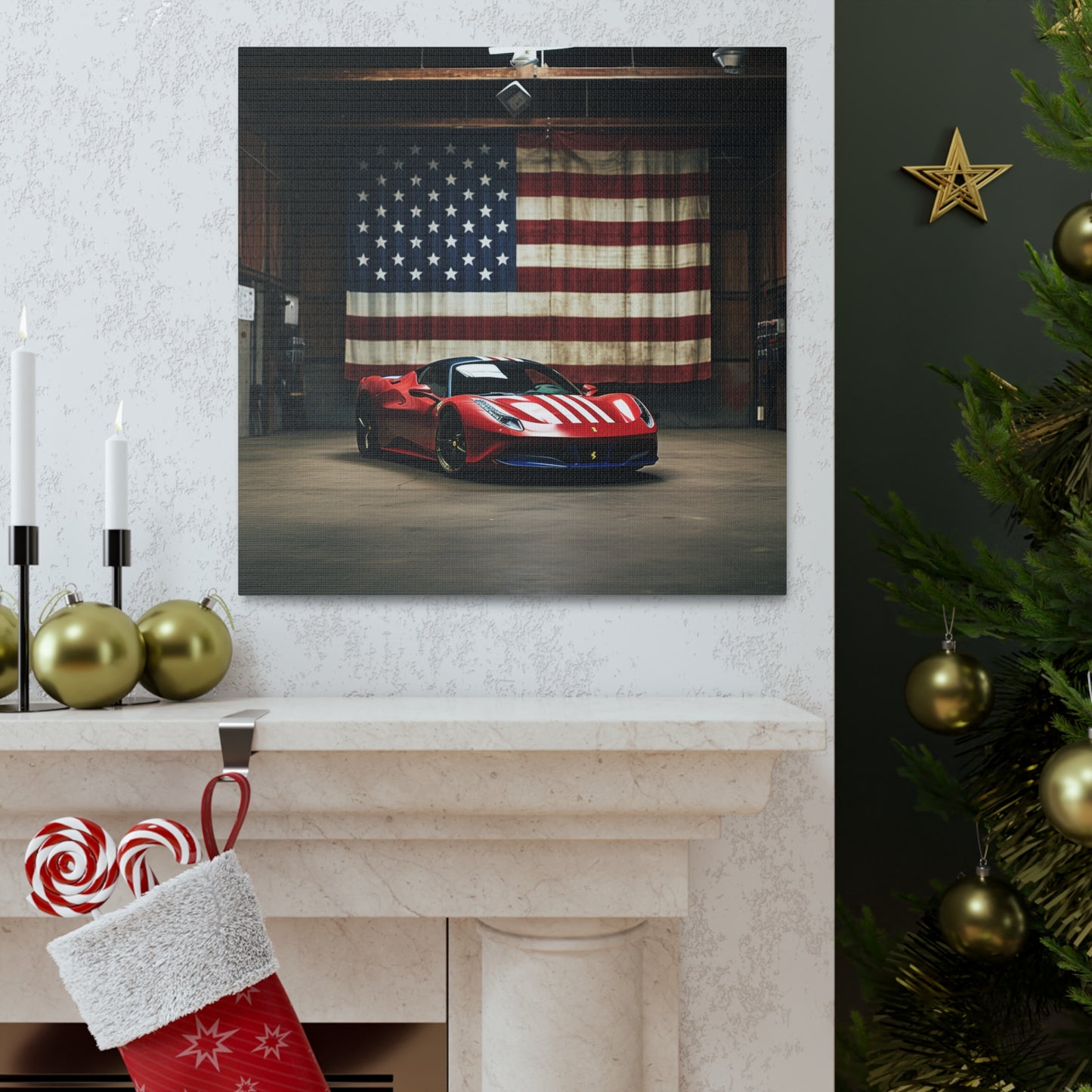 Canvas Gallery Wraps American Flag Farrari 4