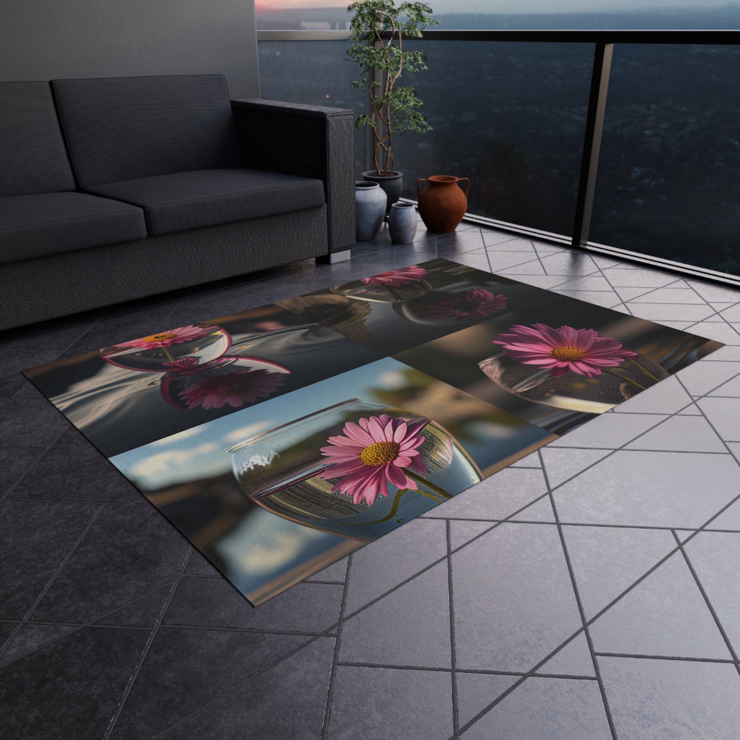 Outdoor Rug  Pink Daisy 5