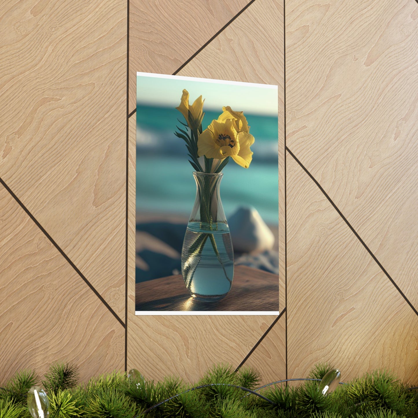 Premium Matte Vertical Posters Yellow Gladiolus glass 4