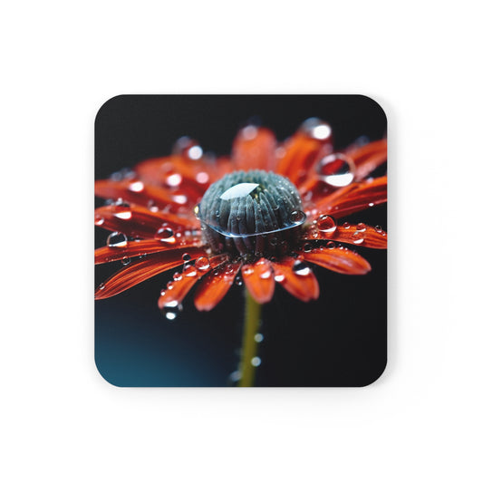 Corkwood Coaster Set Water drop Macro Flower 1