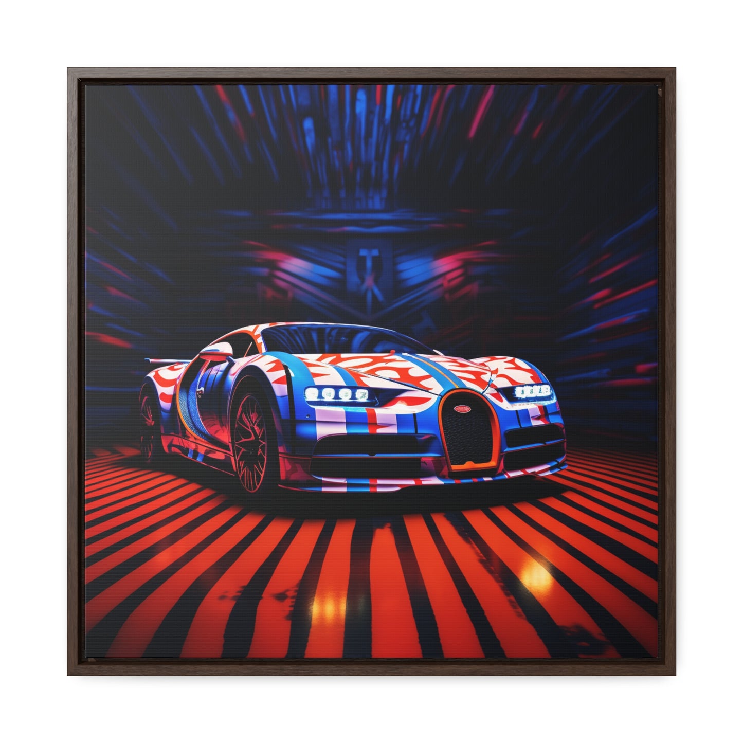 Gallery Canvas Wraps, Square Frame Macro Bugatti American Flag 1