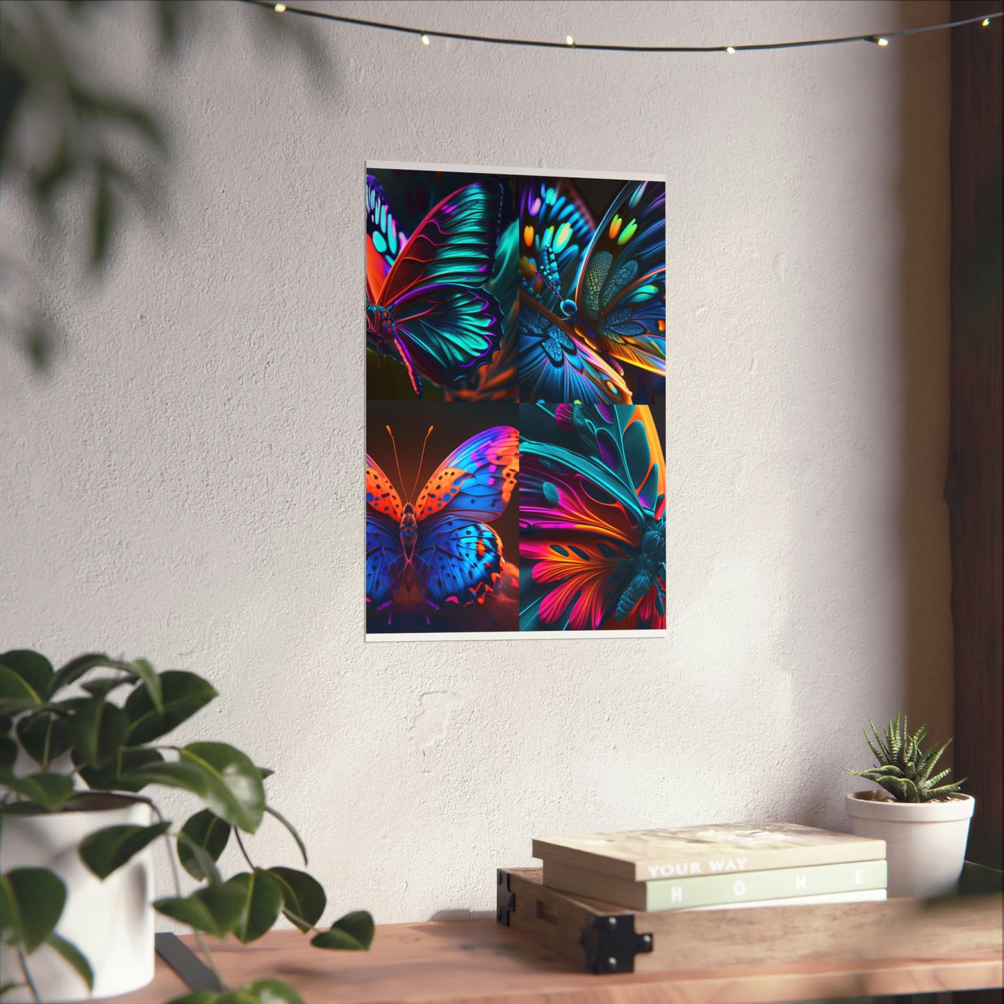 Premium Matte Vertical Posters Neon Butterfly Macro 5