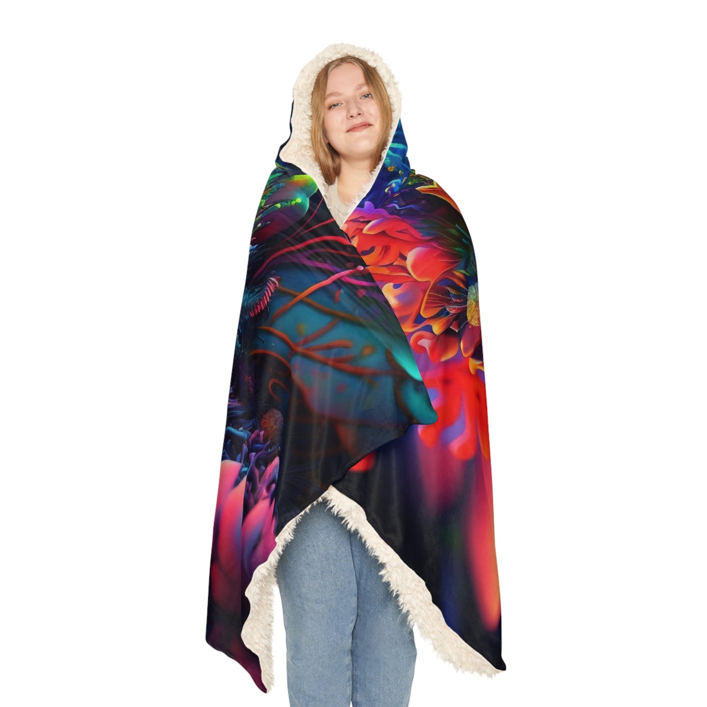 Snuggle Hooded Blanket Florescent Skull Death 2