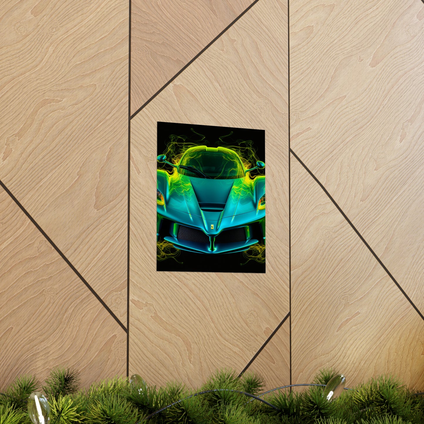 Premium Matte Vertical Posters Ferrari Neon 2