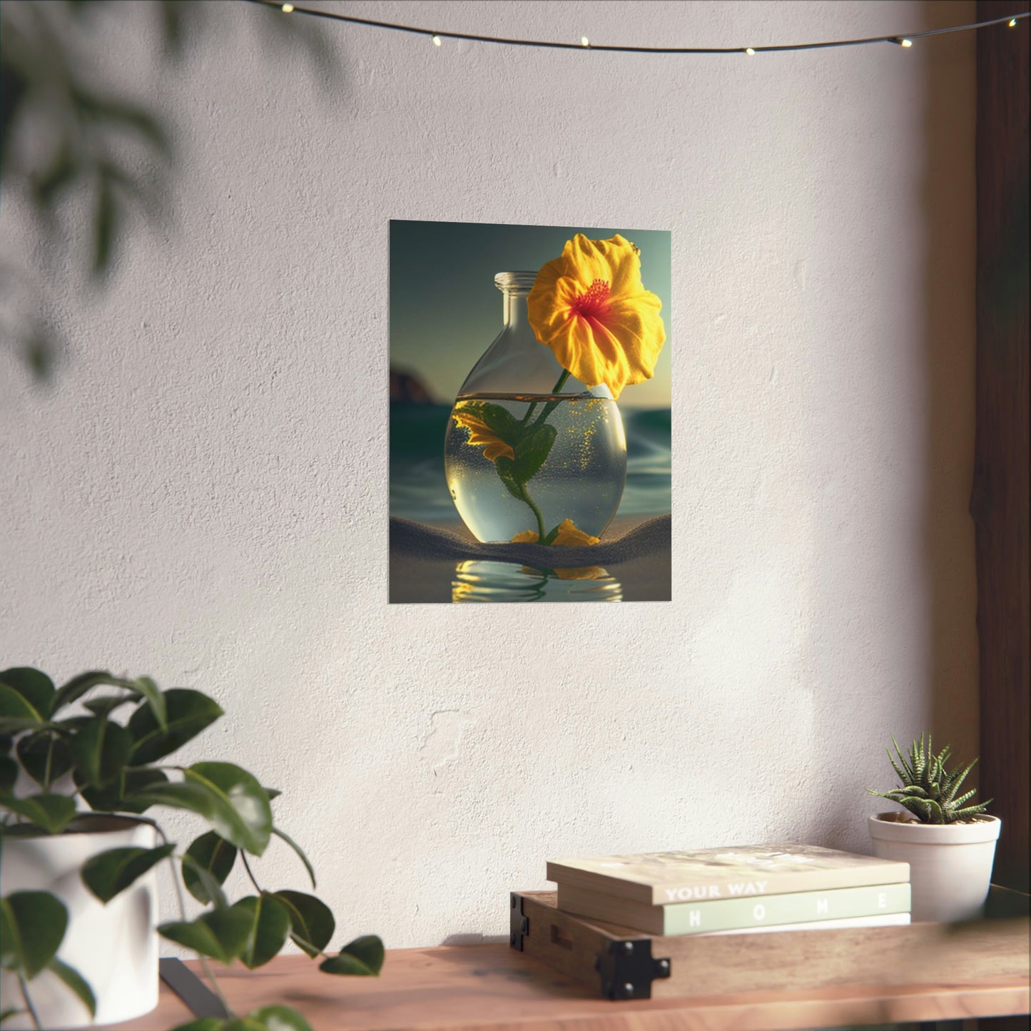 Premium Matte Vertical Posters Yellow Hibiscus glass 2