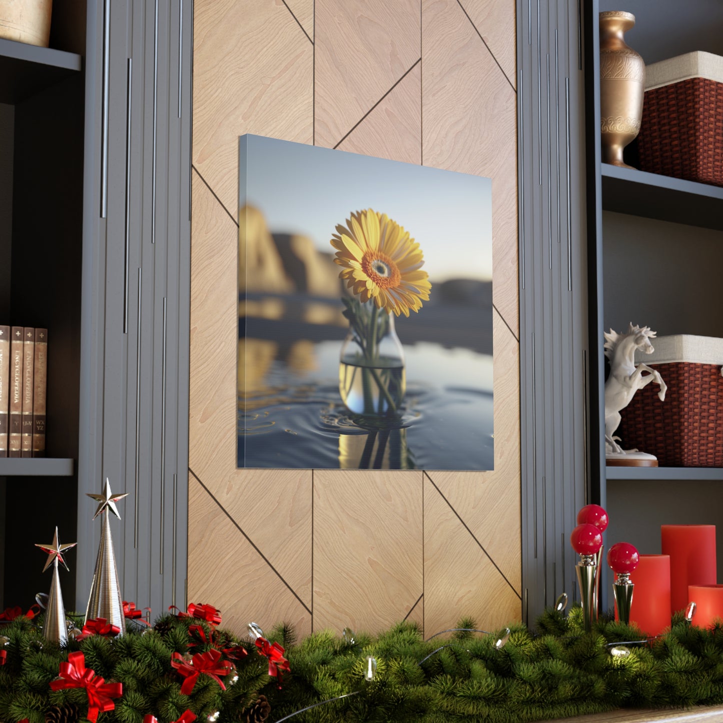 Canvas Gallery Wraps yello Gerbera glass 4
