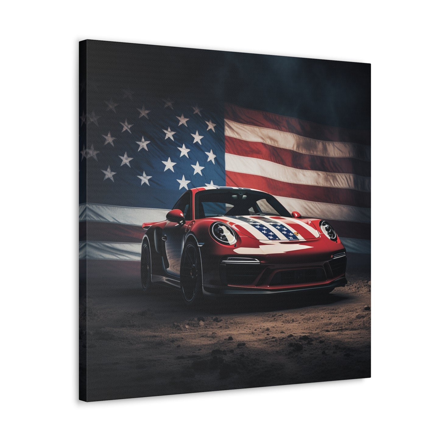 Canvas Gallery Wraps American Flag Background Porsche 3