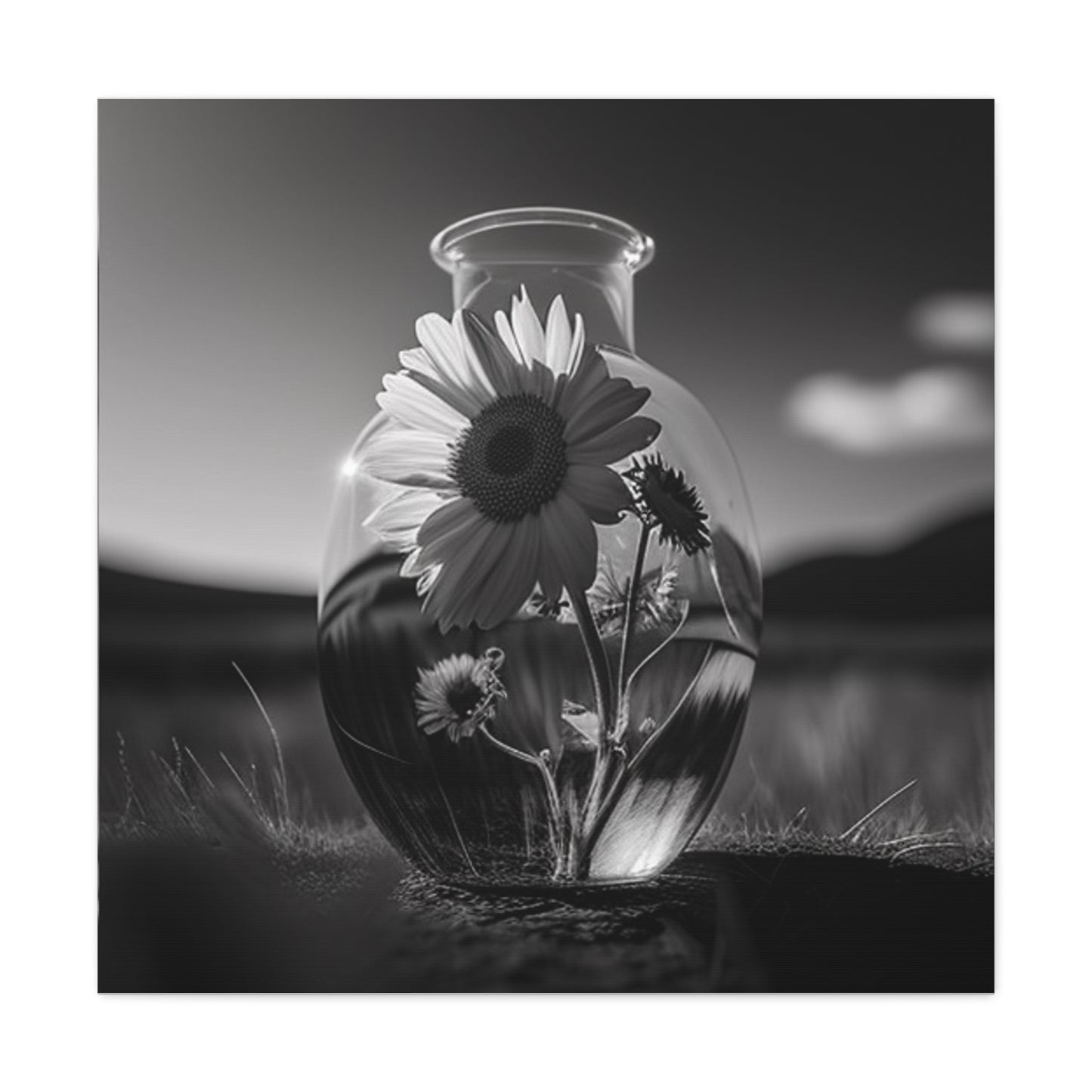 Canvas Gallery Wraps Yellw Sunflower in a vase 4