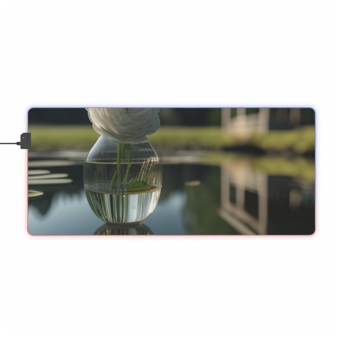 LED Gaming Mouse Pad White Peony glass vase 1