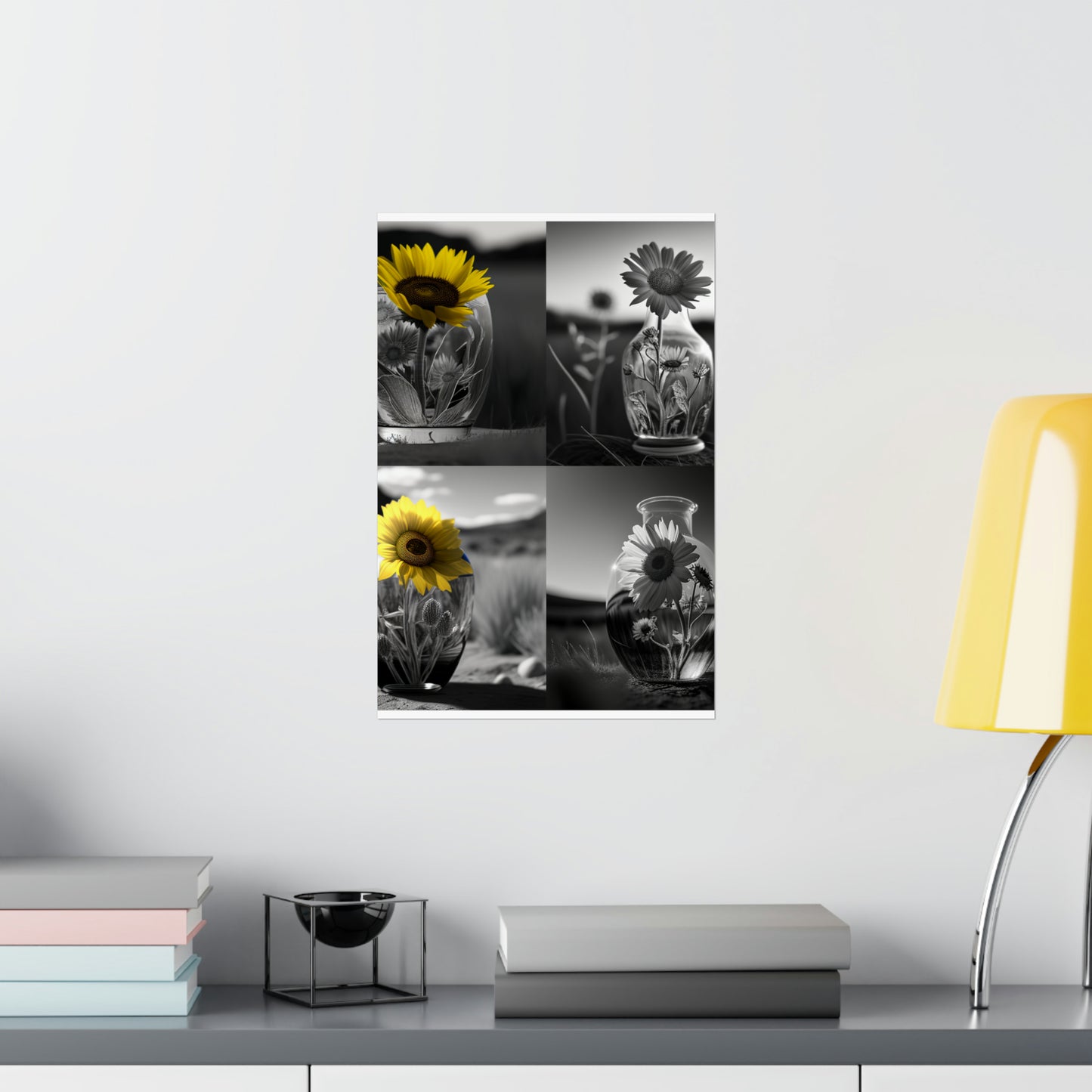 Premium Matte Vertical Posters Yellw Sunflower in a vase 5