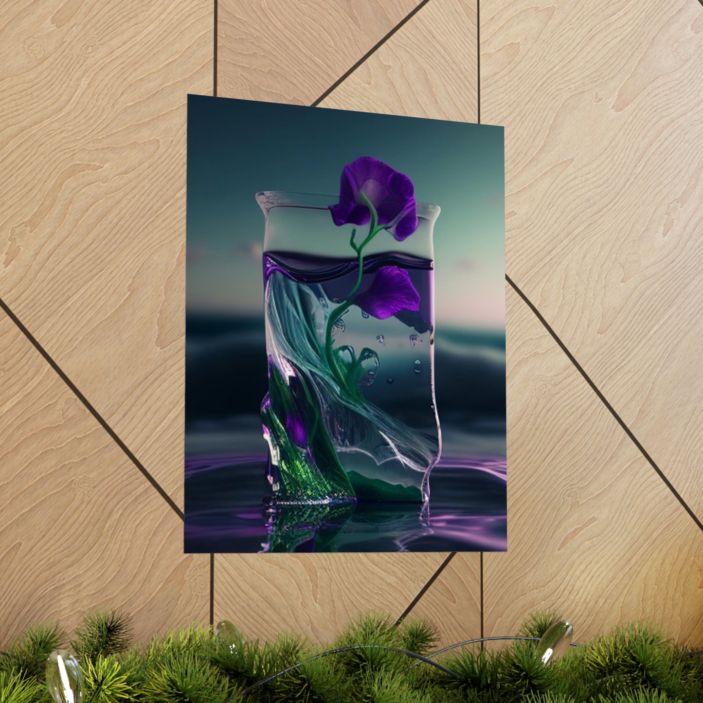 Premium Matte Vertical Posters Purple Sweet pea in a vase 3