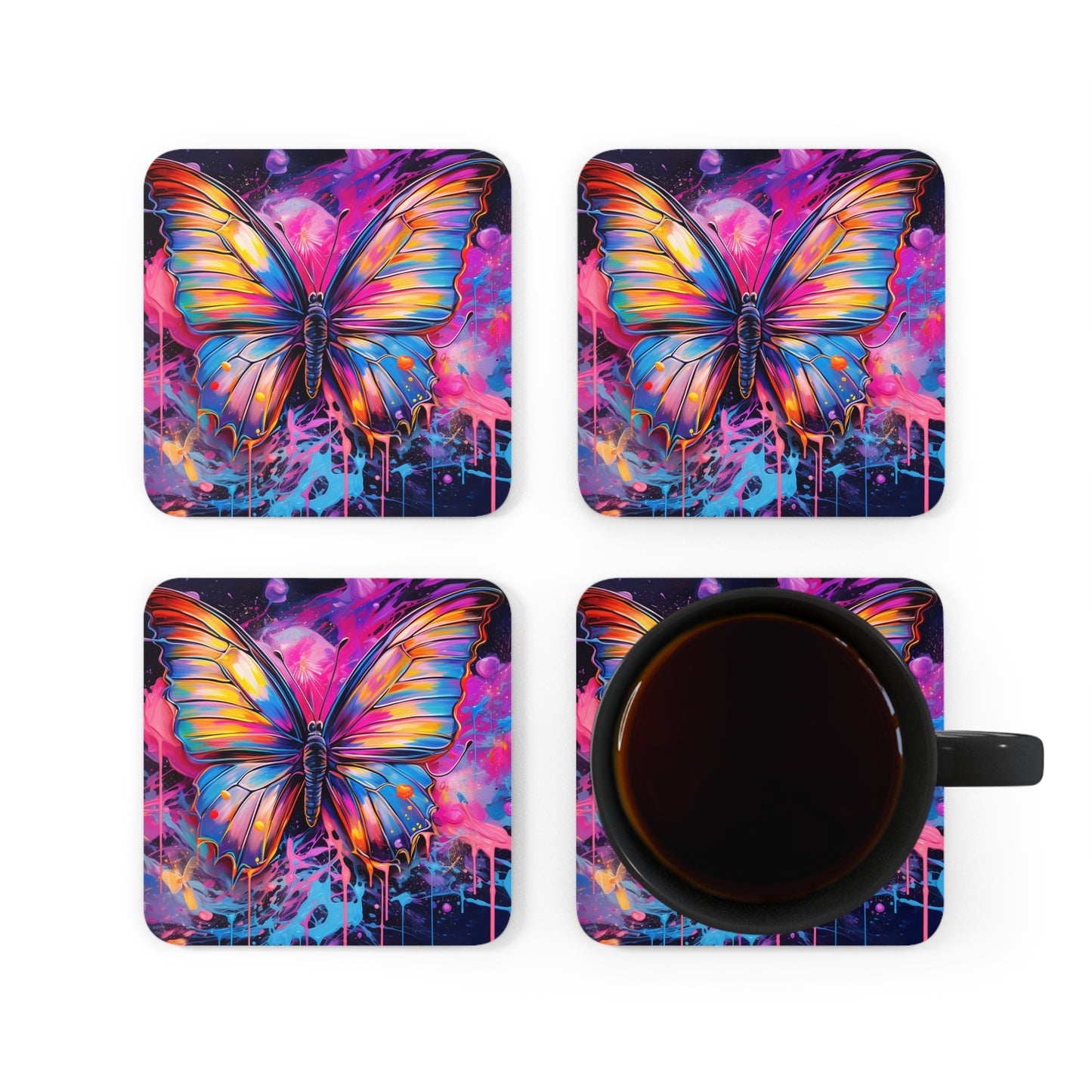 Corkwood Coaster Set Pink Butterfly Flair 3