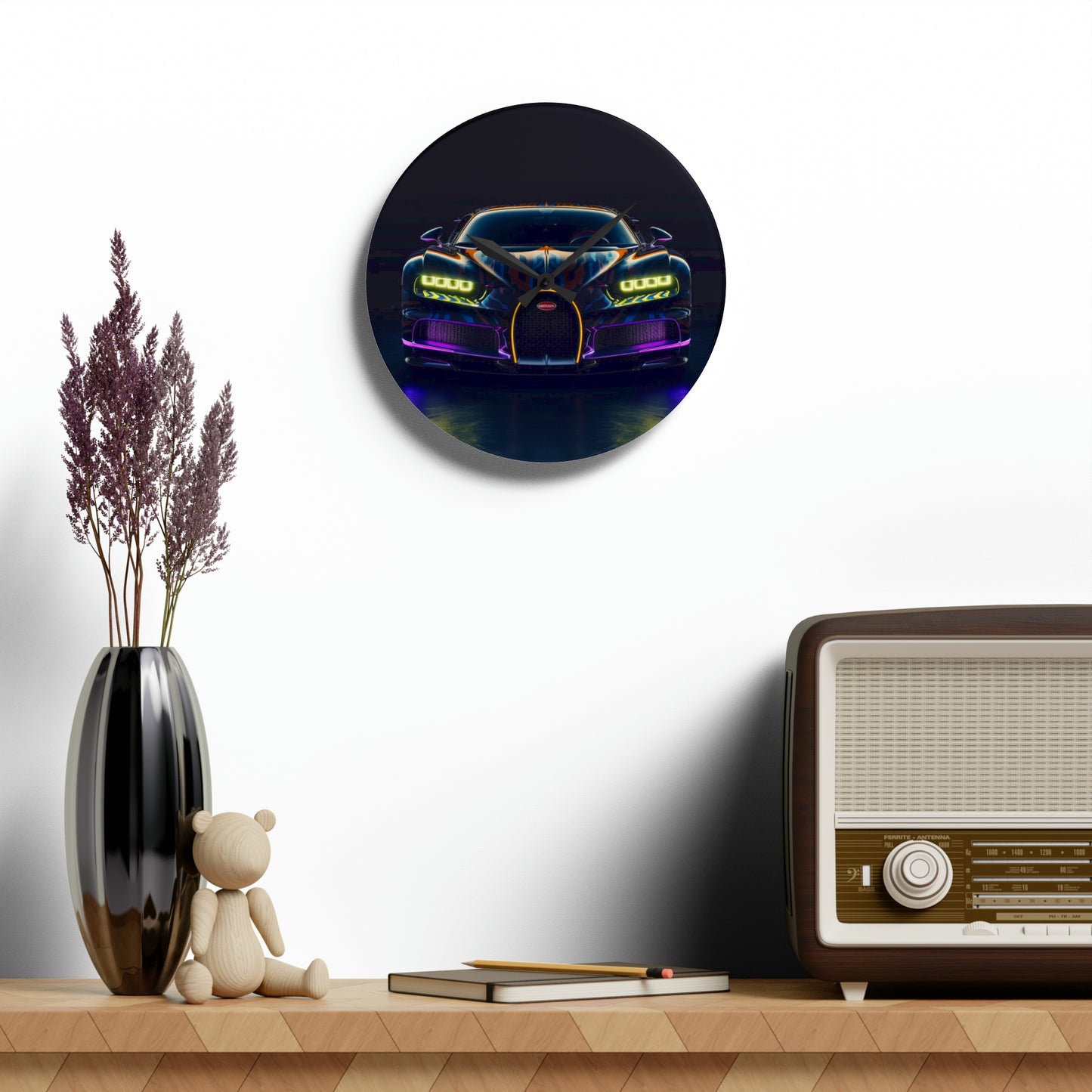 Acrylic Wall Clock Hyper Bugatti Chiron 3