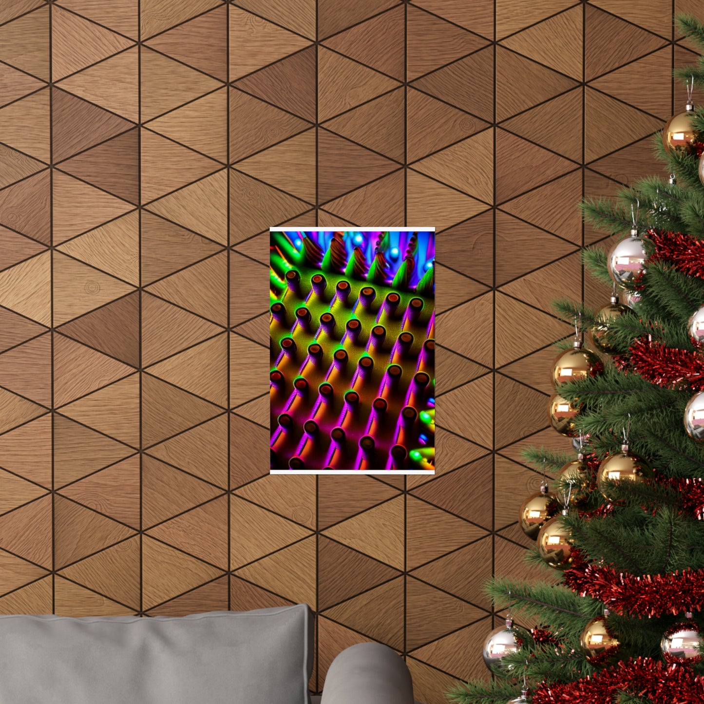 posters Macro Cactus neon square 1