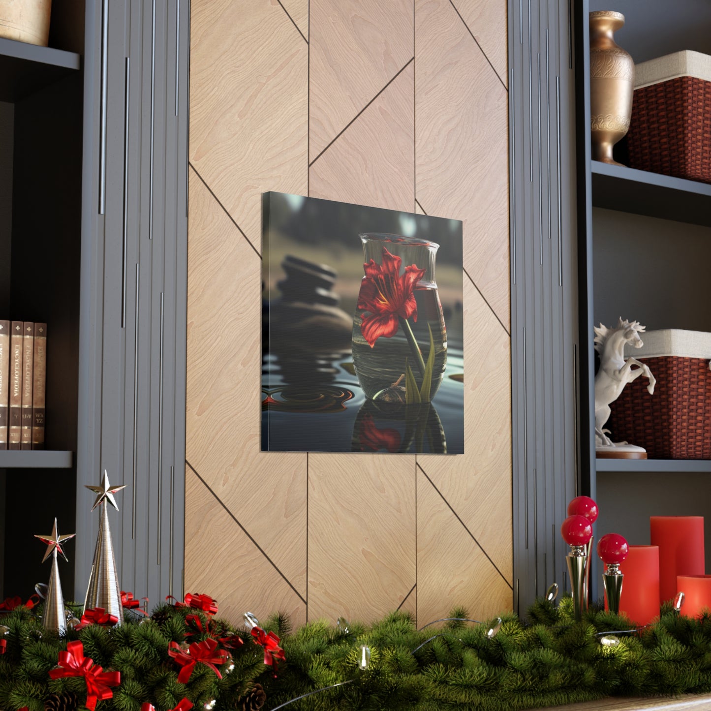 Canvas Gallery Wraps Red Lily in a Glass vase 4