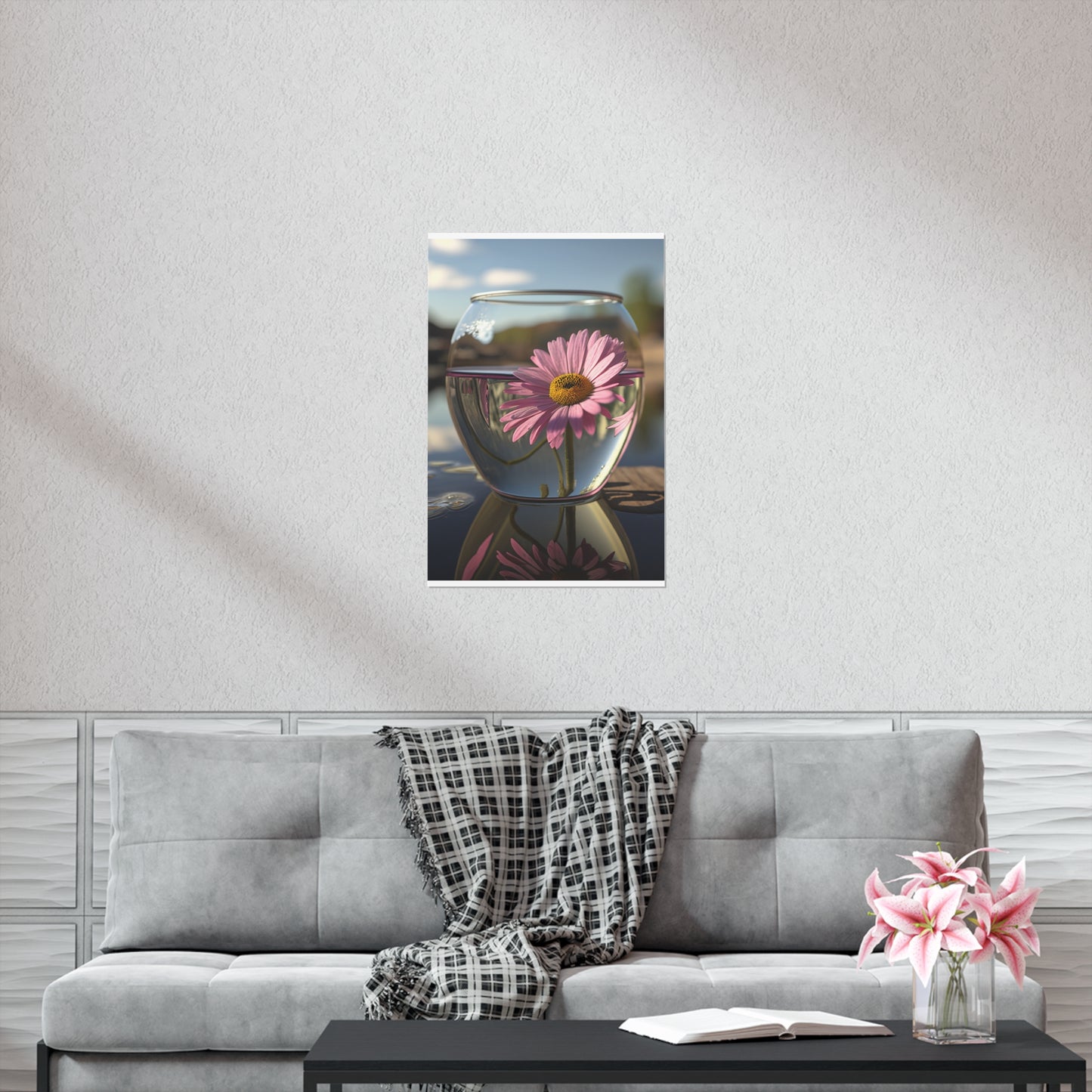 Premium Matte Vertical Posters Daisy in a vase 1