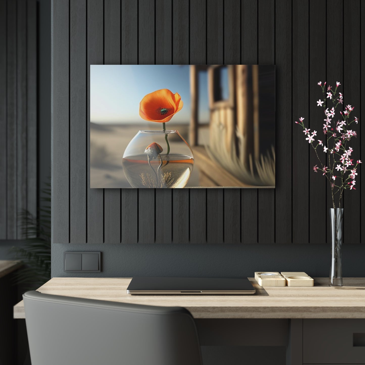 Acrylic Prints Orange Poppy in a Vase 1