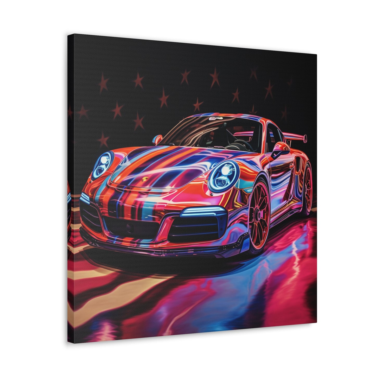 Canvas Gallery Wraps Macro American Flag Porsche 4