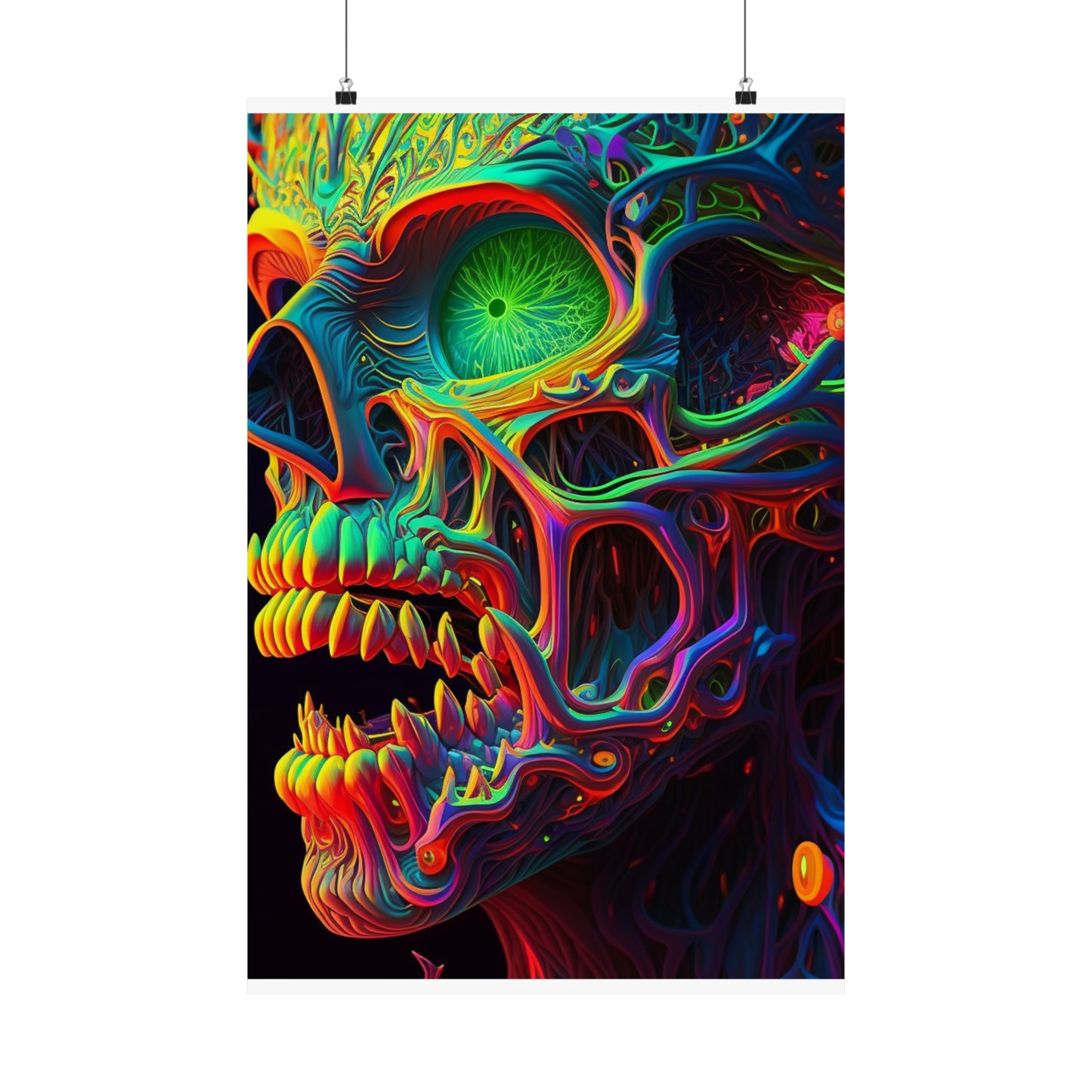 Premium Matte Vertical Posters Florescent Skull Death 1