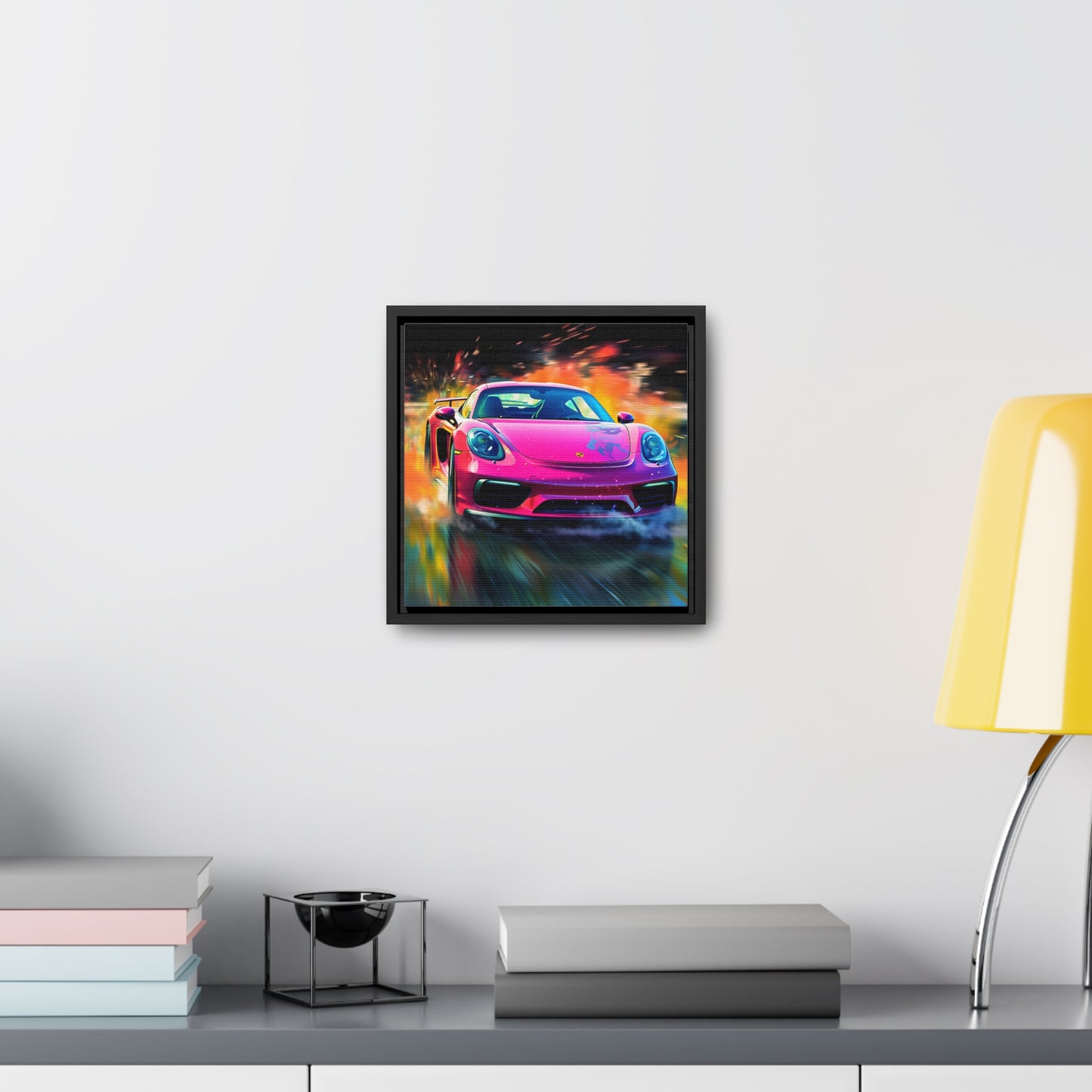 Gallery Canvas Wraps, Square Frame Pink Porsche water fusion 4