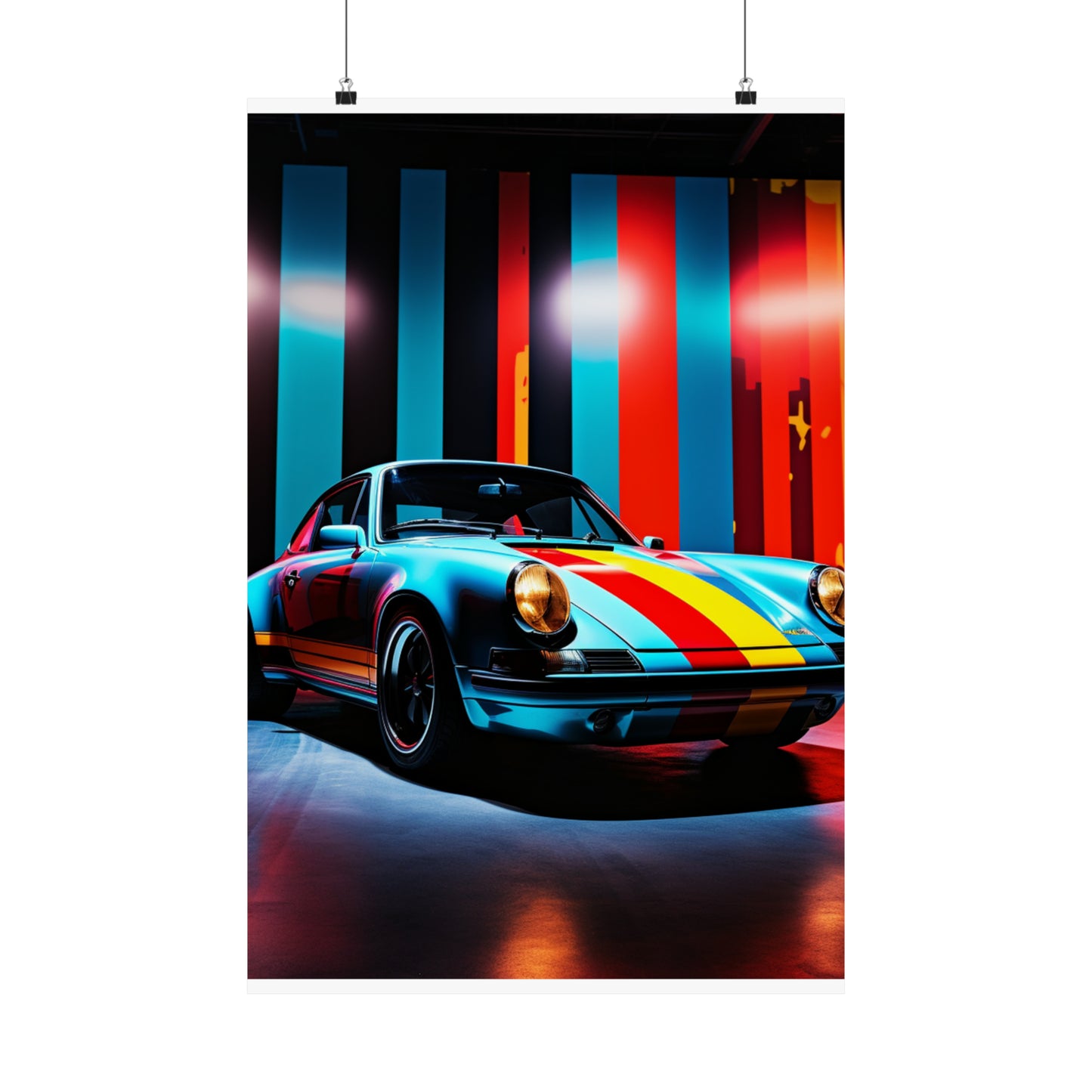 Premium Matte Vertical Posters Macro American Flag Porsche 3