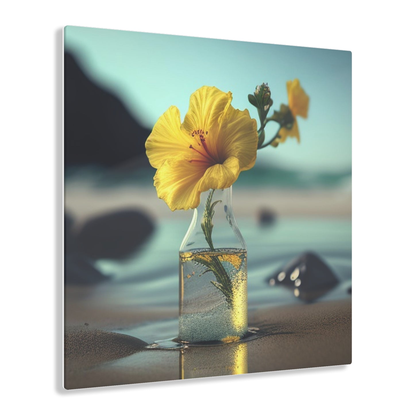 Acrylic Prints Yellow Hibiscus glass 3