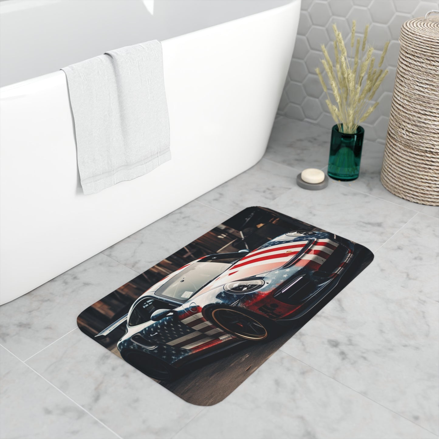 Memory Foam Bath Mat American Flag Porsche 3