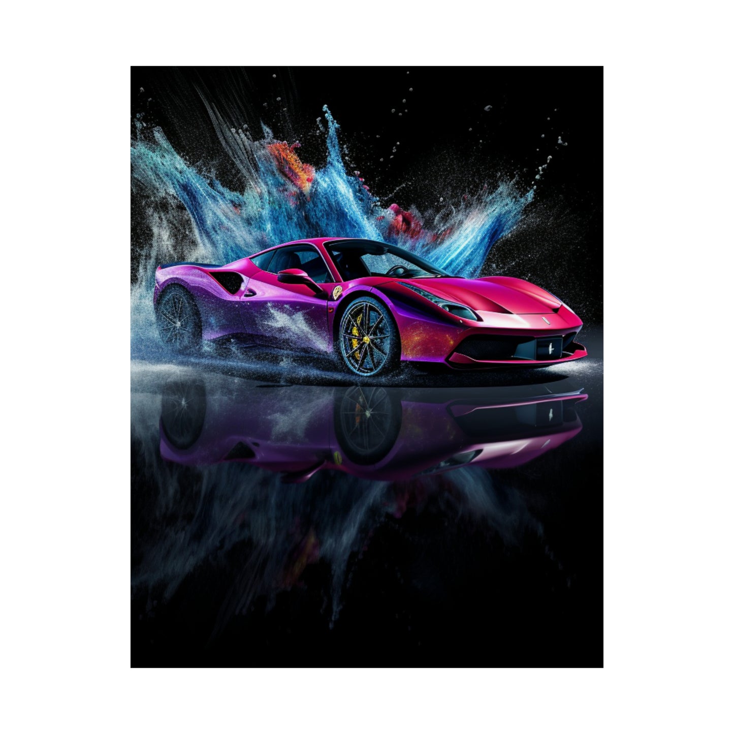 Premium Matte Vertical Posters Ferrari Water Splash 4