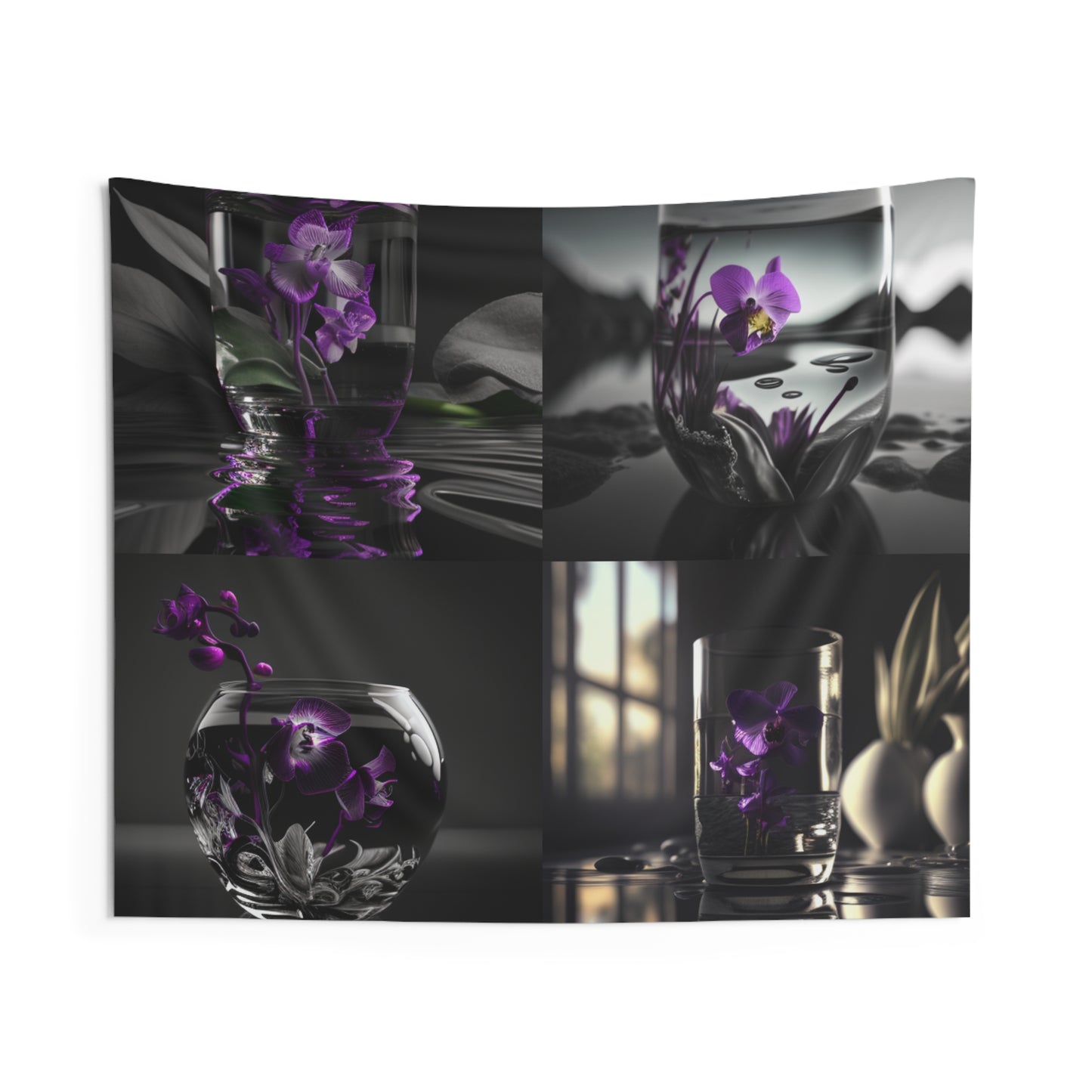 Indoor Wall Tapestries Purple Orchid Glass vase 5