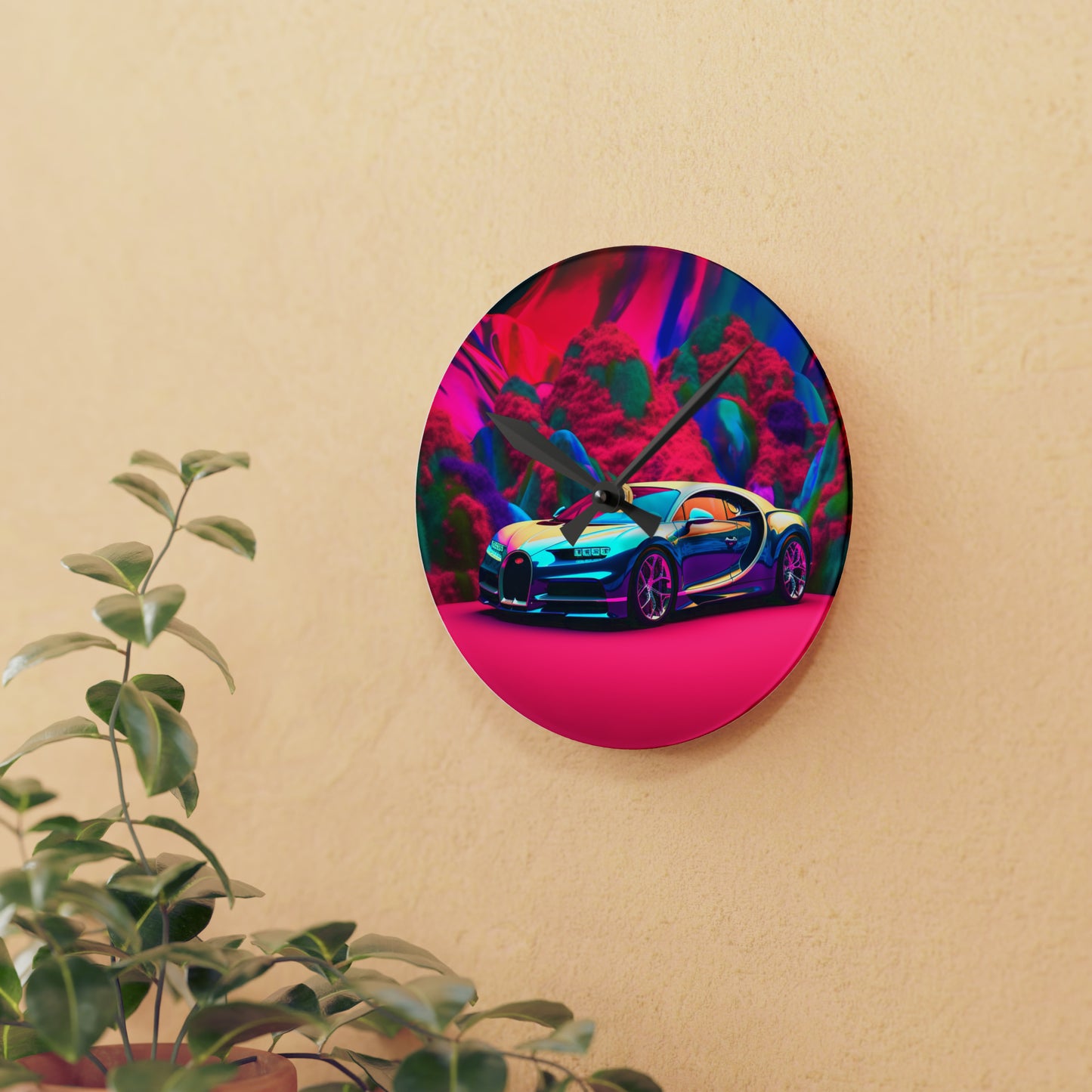 Acrylic Wall Clock Florescent Bugatti Flair 4