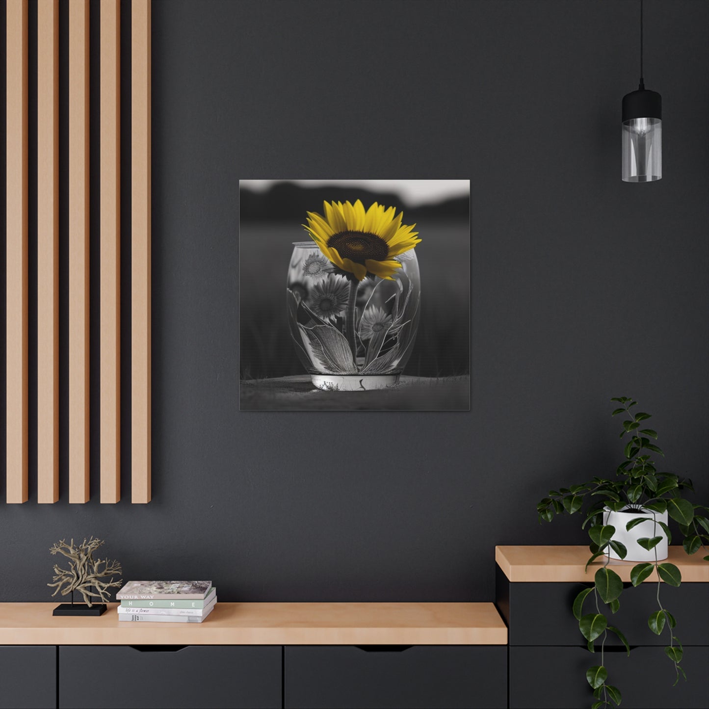 Canvas Gallery Wraps Yellw Sunflower in a vase 1