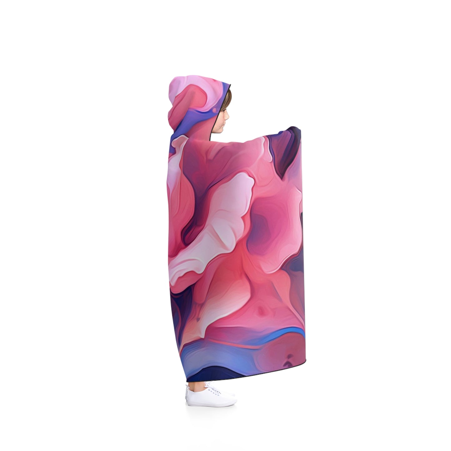 Hooded Blanket Pink & Blue Tulip Rose 1