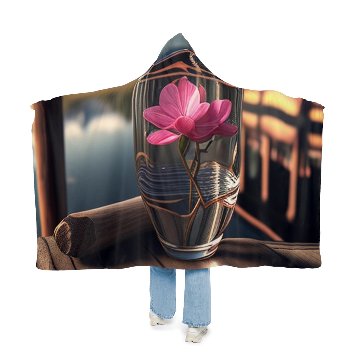 Snuggle Hooded Blanket Magnolia in a Glass vase 3