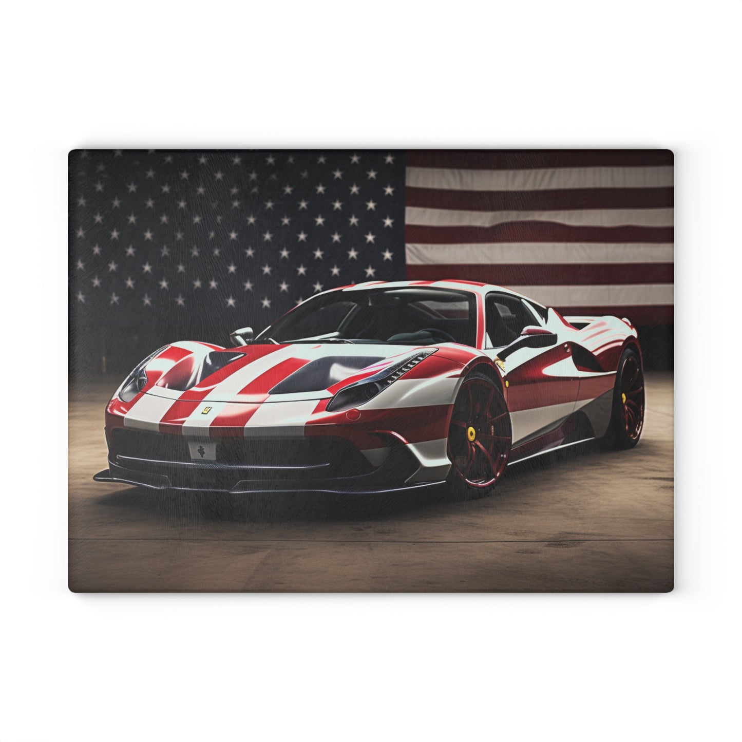 Glass Cutting Board American Flag Background Ferrari 2