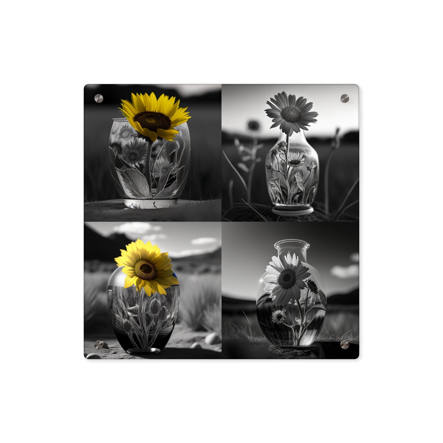 Acrylic Wall Art Panels Yellw Sunflower in a vase 5