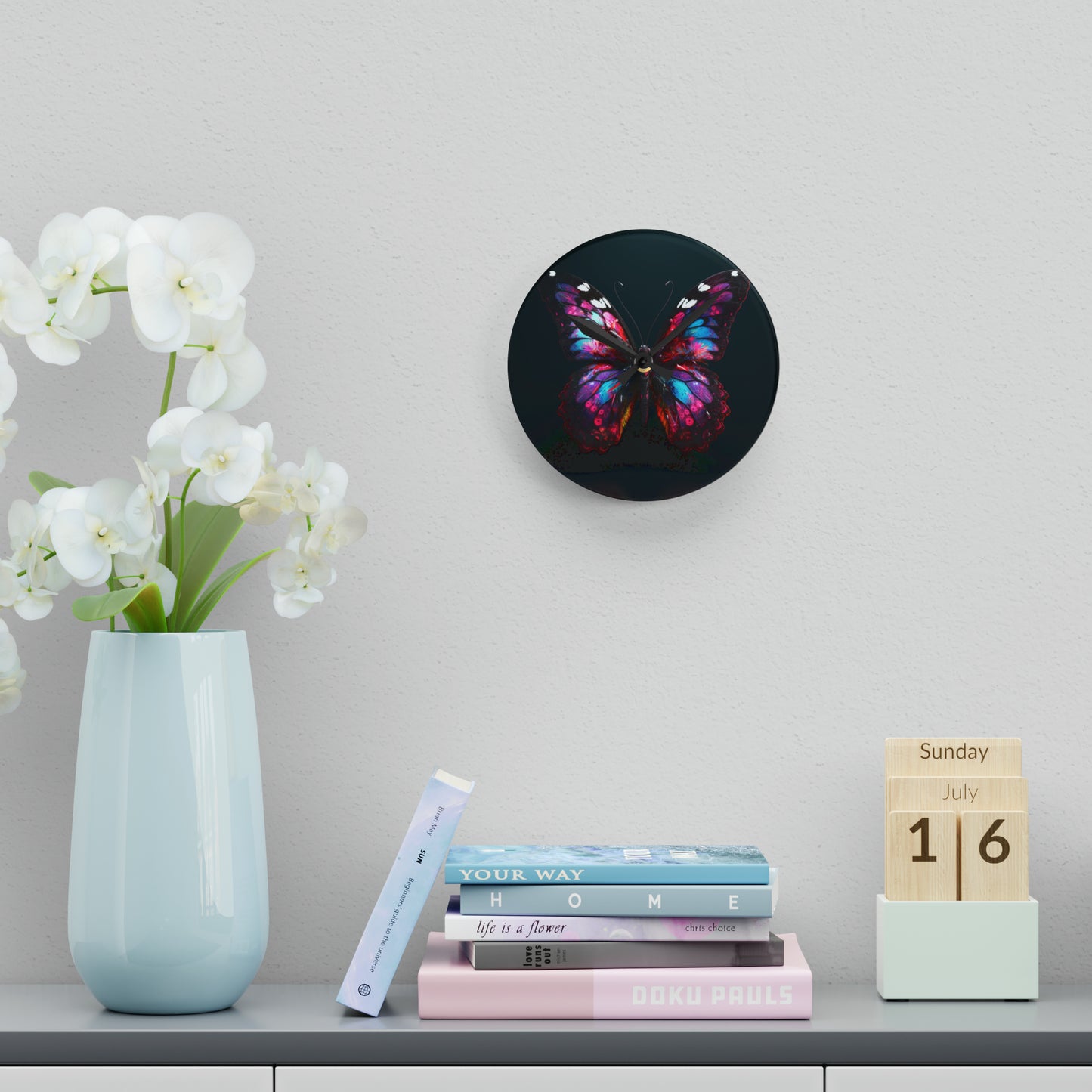 Acrylic Wall Clock Hyper Butterfly Real
