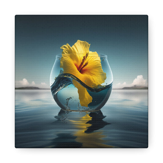 Canvas Gallery Wraps Yellow Hibiscus glass 4