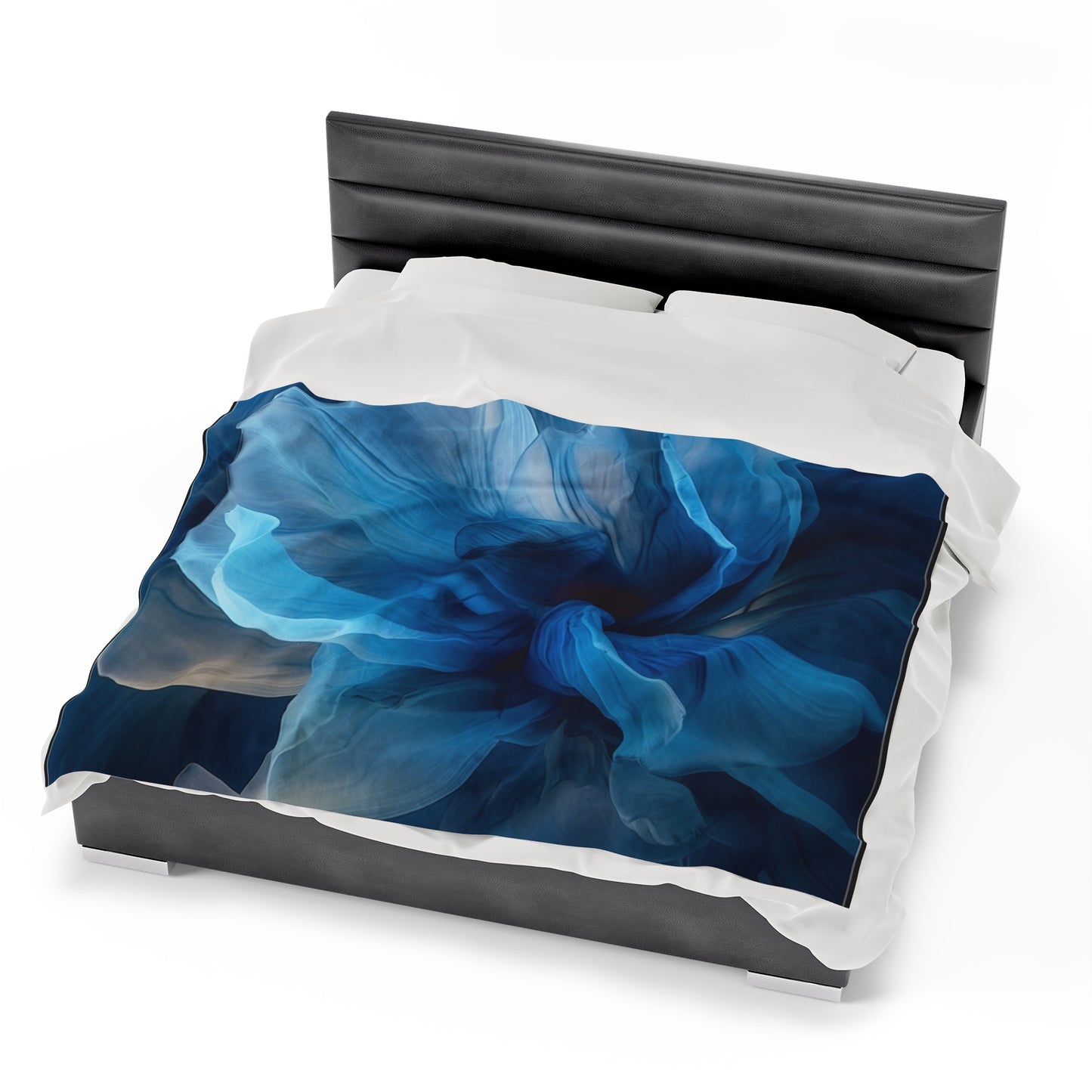 Velveteen Plush Blanket Blue Tluip Abstract 2