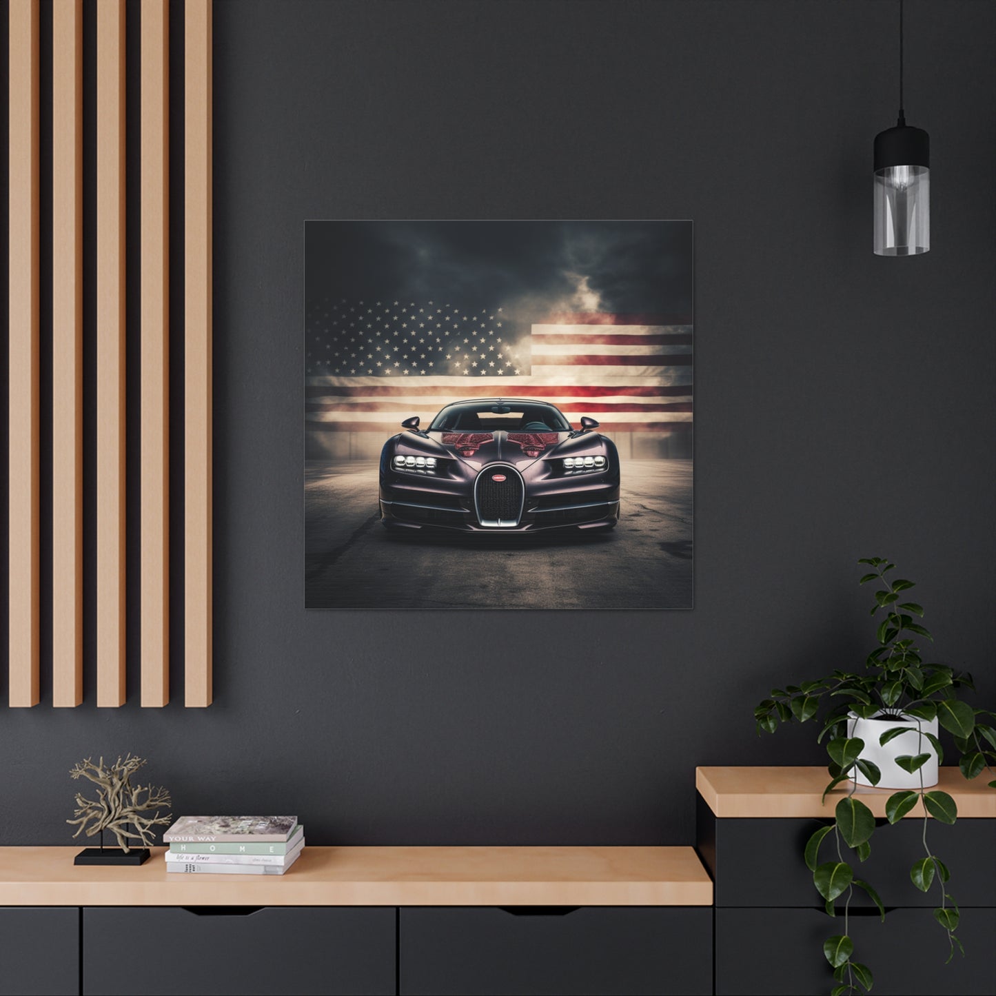 Canvas Gallery Wraps American Flag Background Bugatti 2