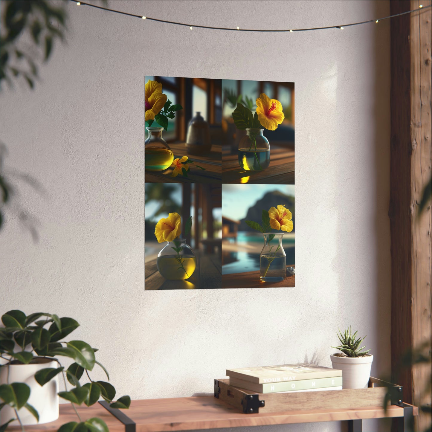 Premium Matte Vertical Posters Yellow Hibiscus Wood 5