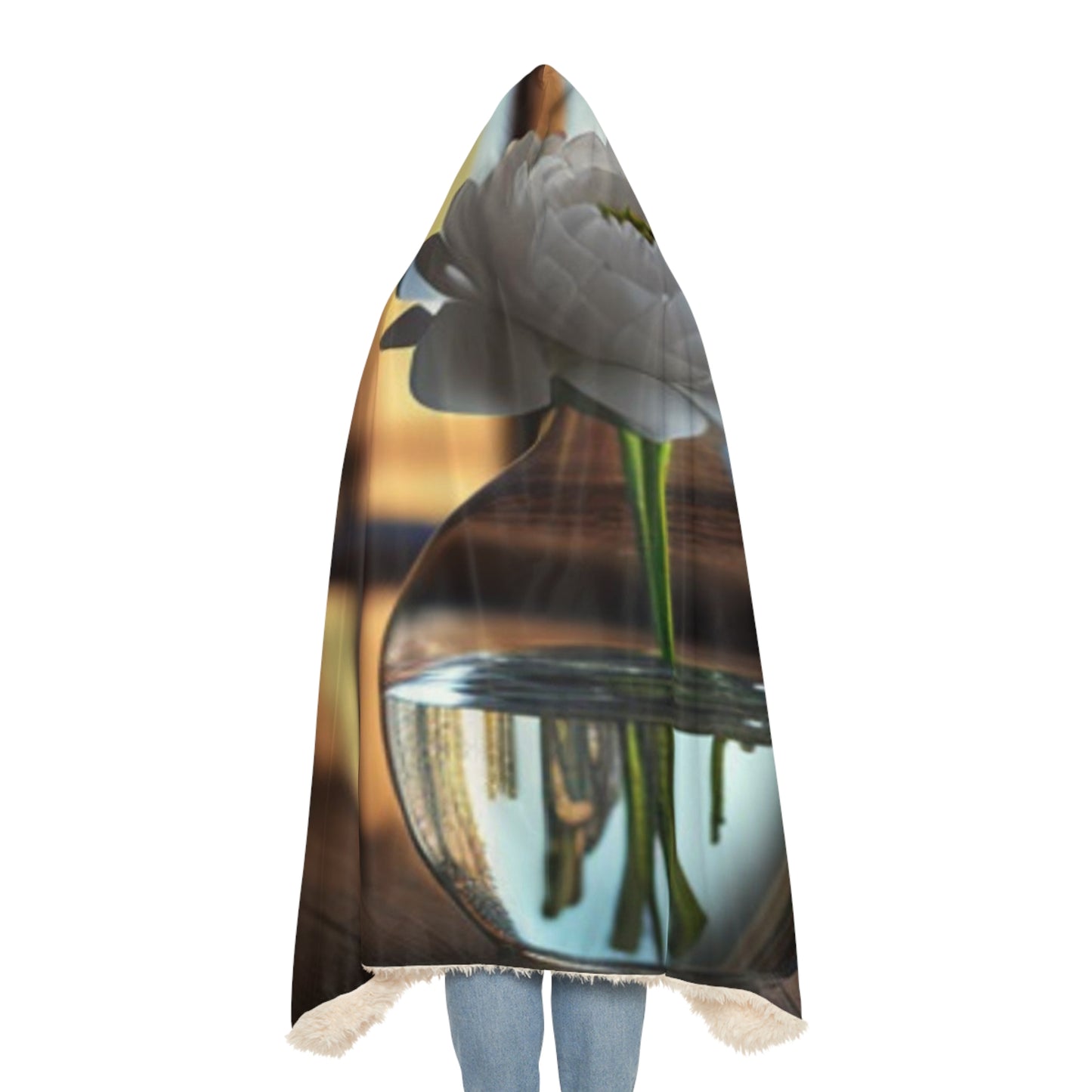 Snuggle Hooded Blanket White Peony glass vase 3