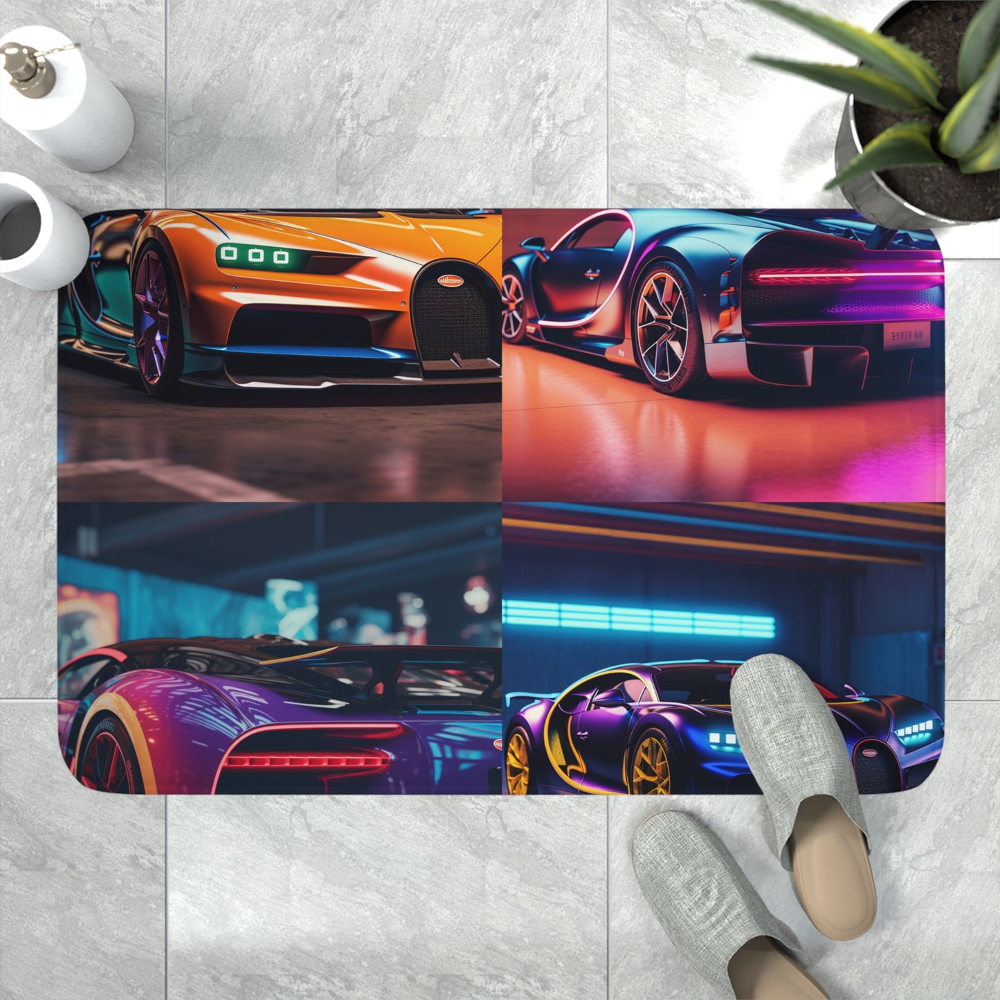 Memory Foam Bath Mat Hyper Bugatti Neon Chiron 5