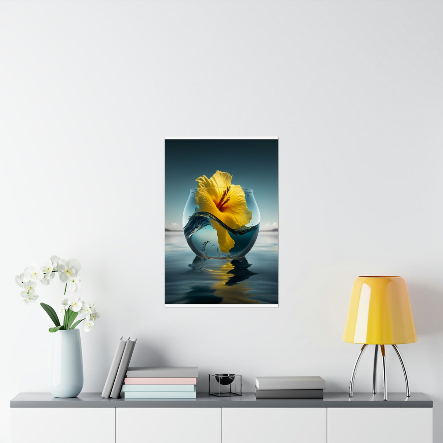 Premium Matte Vertical Posters Yellow Hibiscus glass 4