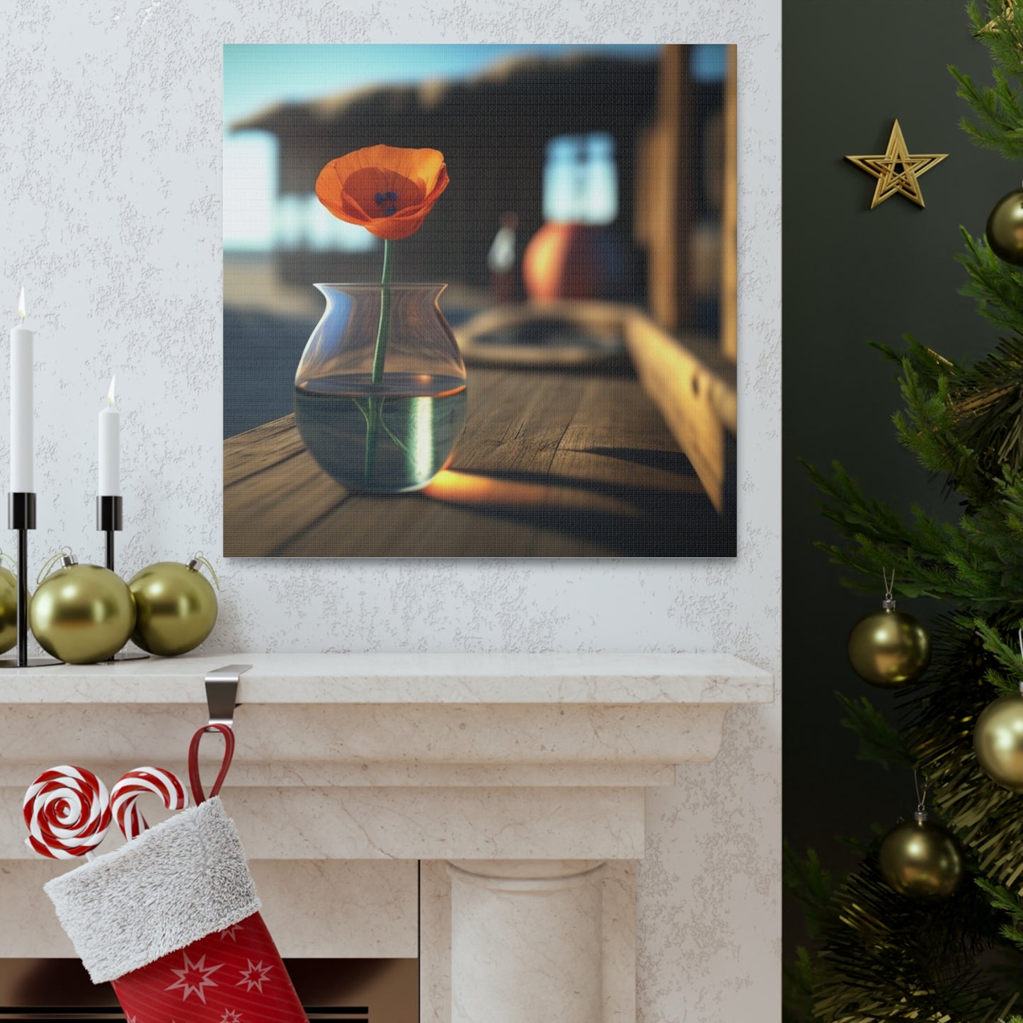 Canvas Gallery Wraps Poppy in a Glass Vase 2