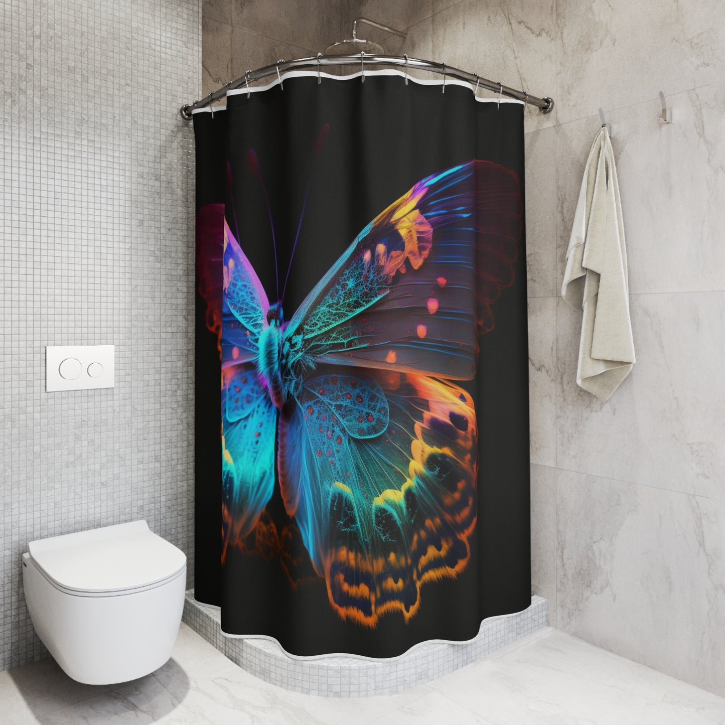 Polyester Shower Curtain Raw Hyper Color Butterfly 4